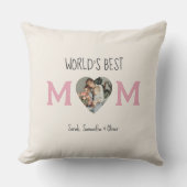 World's 最高の Mom -ハート写真とカスタム文字 | クッション (正面)