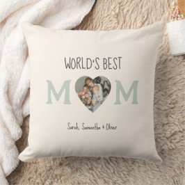 World's 最高の Mom -ハート写真とカスタム文字 | クッション