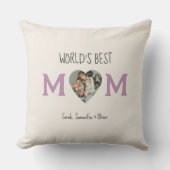 World's 最高の Mom -ハート写真とカスタム文字 | クッション (正面)