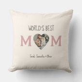 World's 最高の Mom -ハート写真とカスタム文字 | クッション (正面)