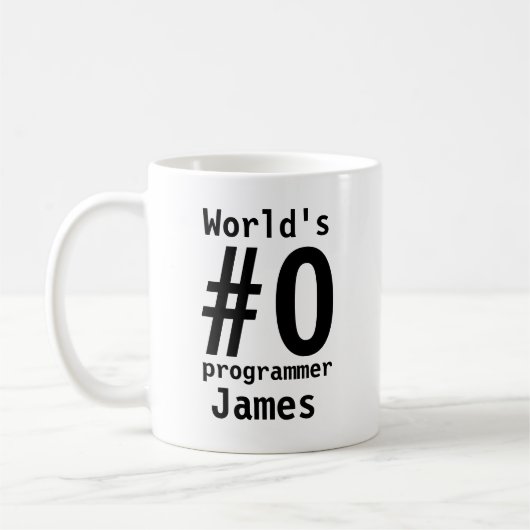 World's #0 Programmer - パーソナライズされた Cup コーヒーマグカップ (左)