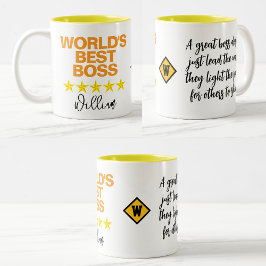 World's Best Boss マグカップ｜カスタムネームイニシャル名言 ツートーンマグカップ