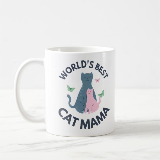World's Best Cat Mama コーヒーマグカップ (左)
