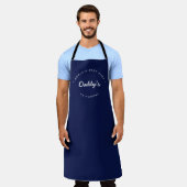 World's Best Chef daddy Navy blue Personalized  エプロン (着用した状態)