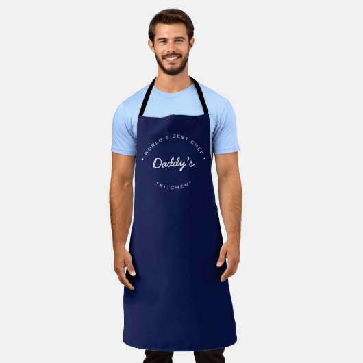 World's Best Chef daddy Navy blue Personalized  エプロン (着用した状態)