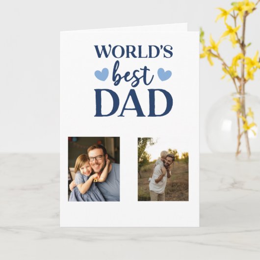 Worlds Best Dad Photo Card | Father's Day 2026 カード (黄色い花)