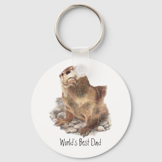 World's Best Dad, River Otter, Animal キーホルダー (正面)