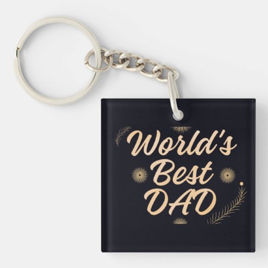 World's Best Dad  Simple Typography Fathers キーホルダー (正面)