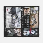 Worlds Best Dog Mom Paw Prints Script 7 Photo フリースブランケット (正面(横))