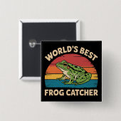 World's Best Frog Catcher Funny Meme Sarcastic 缶バッジ (正面&裏面)
