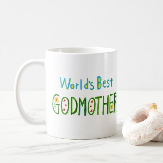 World's Best Godmother Cute Fairytale style Gift  コーヒーマグカップ (ドーナツ)