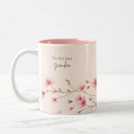 World's Best Grandma - Pastel Floral Personalized  ツートーンマグカップ