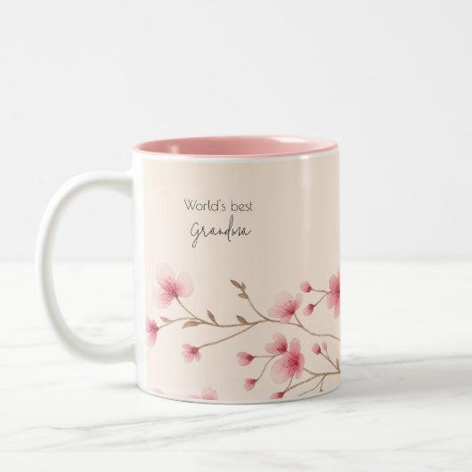World's Best Grandma - Pastel Floral Personalized  ツートーンマグカップ (左)
