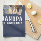 World's Best Grandpa Custom 3 Photo Collage キッチンタオル (四つ折り)