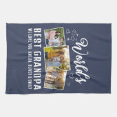 World's Best Grandpa Custom 3 Photo Collage キッチンタオル (横)