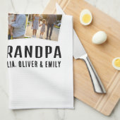 World's Best Grandpa Custom 3 Photo Collage キッチンタオル (四つ折り)