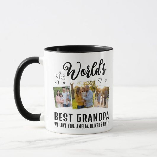 World's Best Grandpa Custom 3 Photo Collage マグカップ (左)