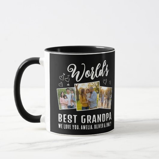 World's Best Grandpa Custom 3 Photo Collage マグカップ (左)