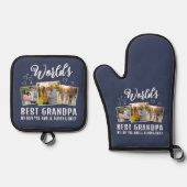 World's Best Grandpa Custom 3 Photo Collage 鍋つかみ&鍋敷きセット (正面)