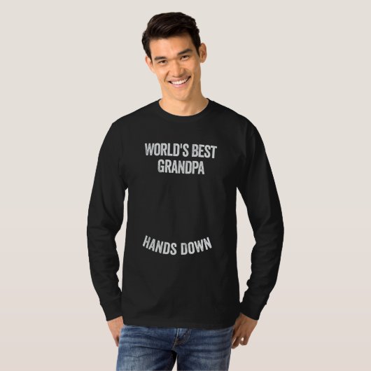 World's Best Grandpa Hands Down Make A Handprint Tシャツ (正面フル)