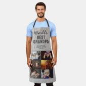 World's Best Grandpa Wood 6 Photo Collage エプロン (着用した状態)