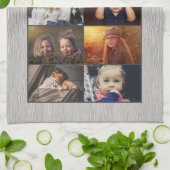 World's Best Grandpa Wood 6 Photo Collage キッチンタオル (折り畳み)