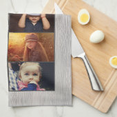 World's Best Grandpa Wood 6 Photo Collage キッチンタオル (四つ折り)