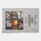 World's Best Grandpa Wood 6 Photo Collage キッチンタオル (横)