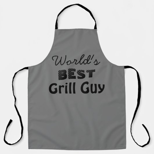 World's Best Grill Guy Quote Men's Long Apron エプロン (正面)