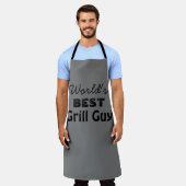World's Best Grill Guy Quote Men's Long Apron エプロン (着用した状態)