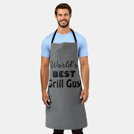 World's Best Grill Guy Quote Men's Long Apron エプロン (着用した状態)