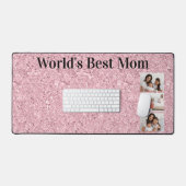 World's Best Mom Blush Pink Gemstone 3 Photo デスクマット (キーボード&マウス)