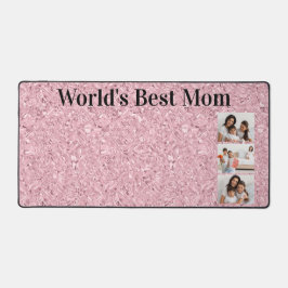 World's Best Mom Blush Pink Gemstone 3 Photo デスクマット