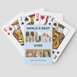 World's Best Mom Custom 6 Photo Blue Poker Cards トランプ