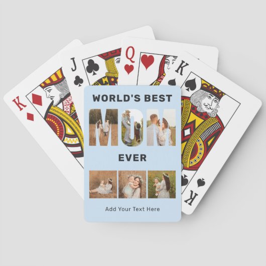 World's Best Mom Custom 6 Photo Blue Poker Cards トランプ (裏面)