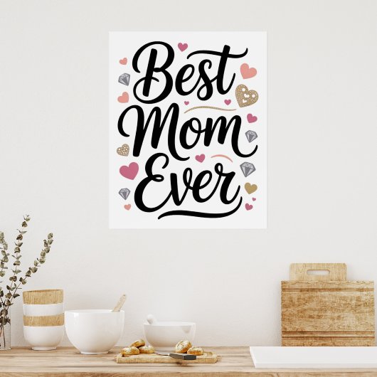 World's Best Mom Diamonds Personalized ポスター (キッチン)