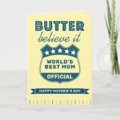 World's Best Mom Funny Butter Stick Mother's Day カード (正面)
