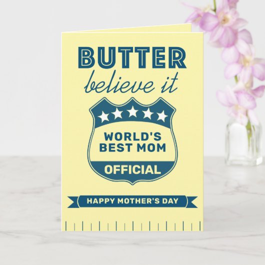 World's Best Mom Funny Butter Stick Mother's Day カード (蘭)
