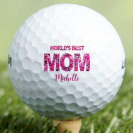 World's Best Mom Mother's Day - Pink Floral Name ゴルフボール