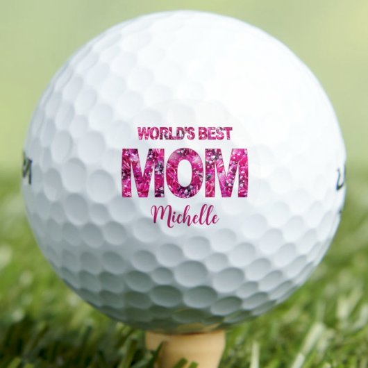 World's Best Mom Mother's Day - Pink Floral Name ゴルフボール