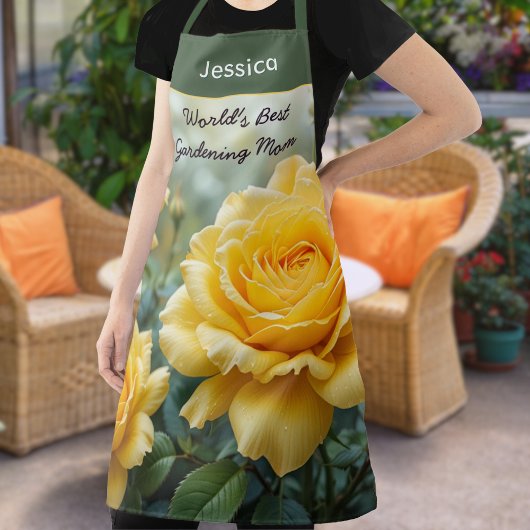 World's Best Mom Yellow Roses Garden Lover Kitchen エプロン