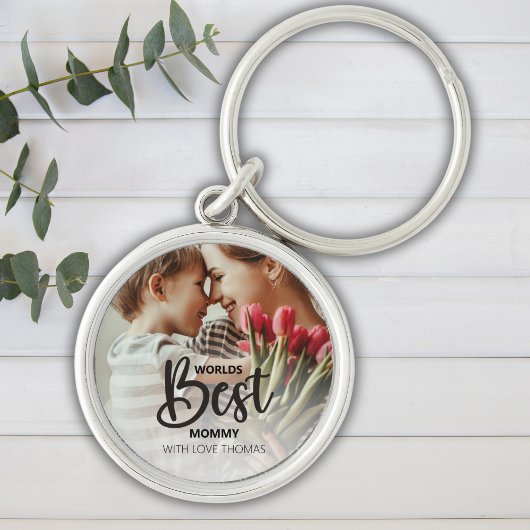 Worlds Best Mommy Photo with White Writing キーホルダー