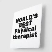 World's best Physical therapist スクエア壁時計 (傾斜)