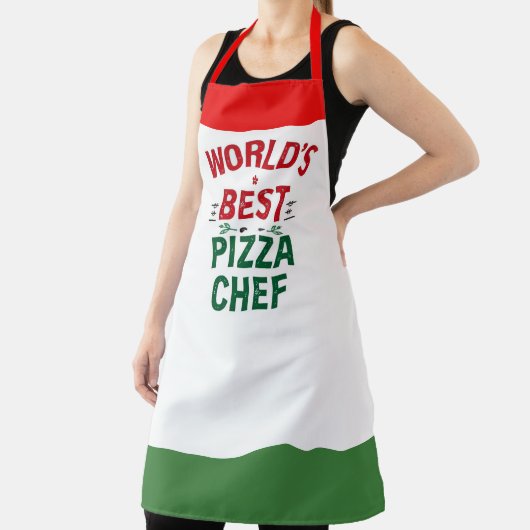 World's Best Pizza Chef - red white green エプロン (インサイチュ)