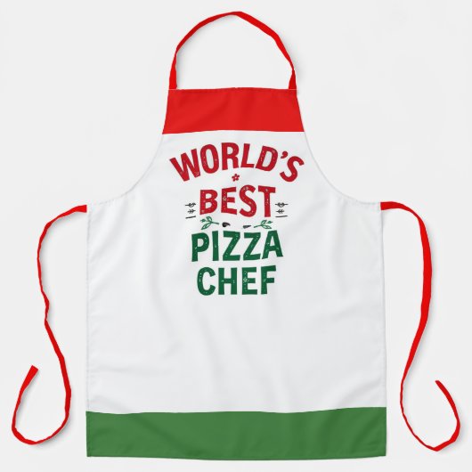 World's Best Pizza Chef - red white green エプロン (正面)