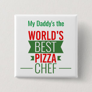 World's Best Pizza Chef - red white green 缶バッジ