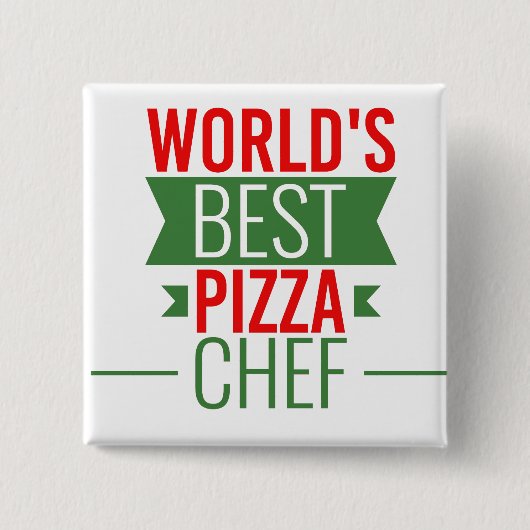 World's Best Pizza Chef - red white green 缶バッジ (正面)