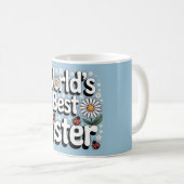 World's Best Sister Graphic: Retro Daisy & Ladybug コーヒーマグカップ (正面右)