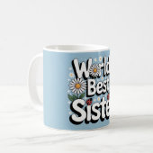 World's Best Sister Graphic: Retro Daisy & Ladybug コーヒーマグカップ (正面左)