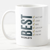 Worlds Brotherの最高のカスタマイズ可能なチェックリスト コーヒーマグカップ